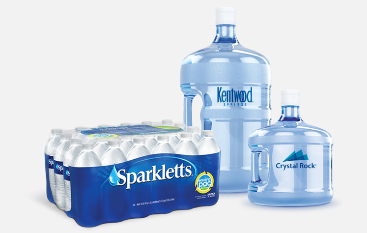 Single-serve bottled water and 3- and 5-gallon bottles